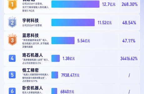 2026上半年具身智能机器人营收TOP 10